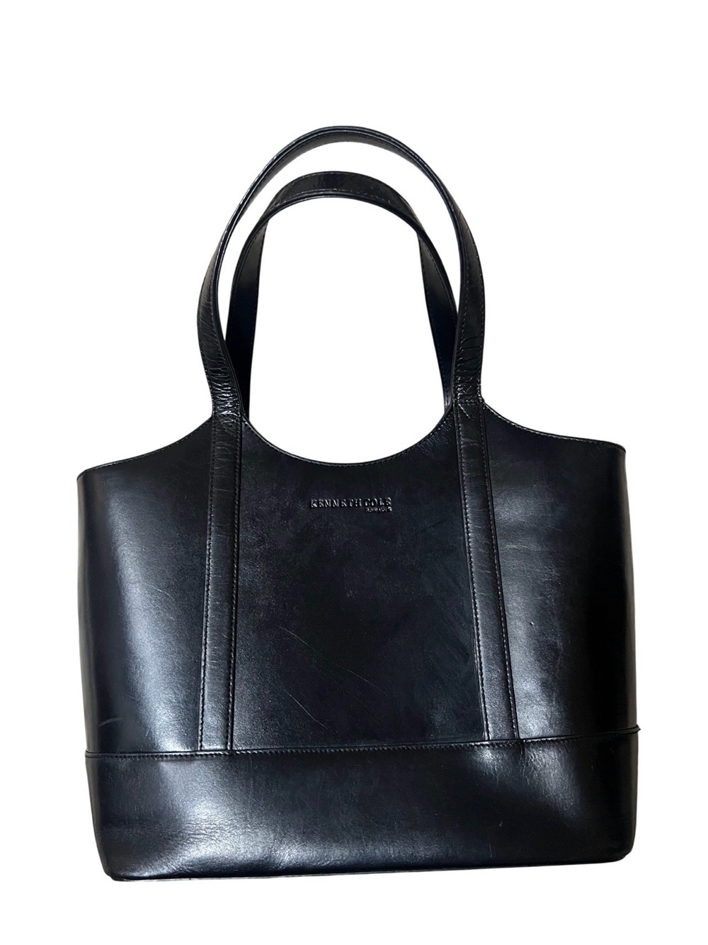 Kenneth Cole Black Leather Structured Tote